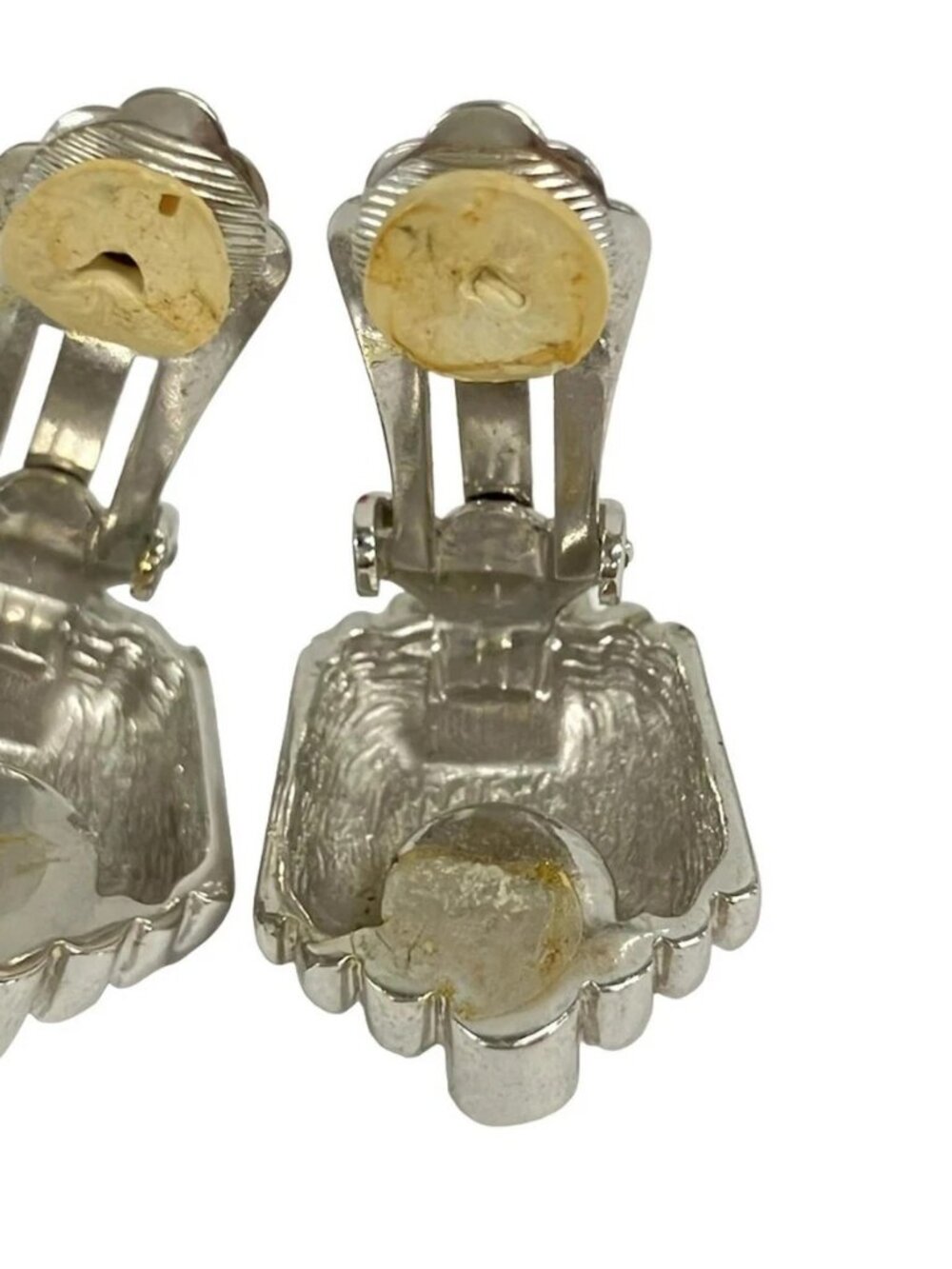 DIOR/ChristianDior - Silver Clear Gold Hardware Clip On Earrings - Picture 5 of 5